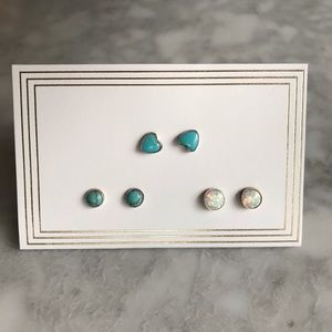 Turquoise and Opal Sterling Silver Earring Bundle